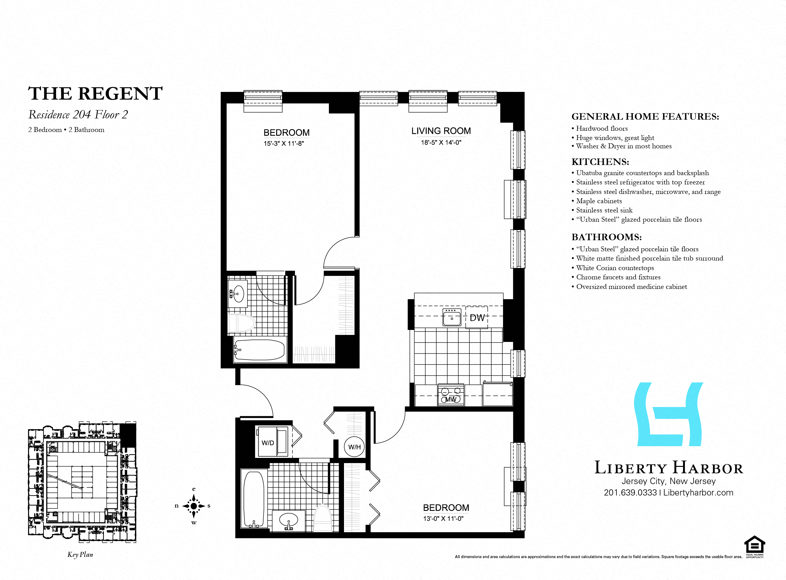 Floor plan for 2 beds, 2 baths, 1084 sqft